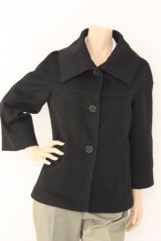 Zwarte wollen winterjas