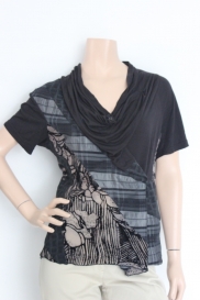 Zwart/beige/grijze top