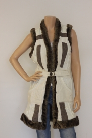 Bruin/wit lang giletvest