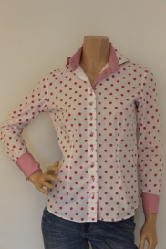 Roze/wit gestipte blouse