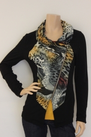 Zwart/dierenprintvest