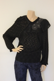 Zwart/antraciet vintage top