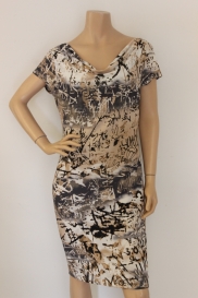 Beige/zwart/witte jurk