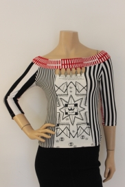 Navy/wit/rood t-shirt