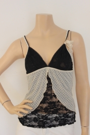 Beige/zwarte top