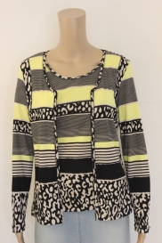 Geel/zwart/beige twinset