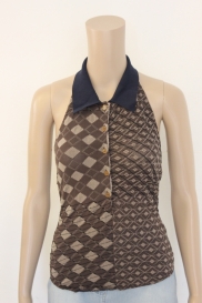 Bruin blauwe haltertop