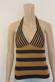 Bruin/zwarte haltertop