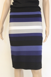 Zw./blauw/grijs/roomwitte rok