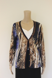 Bruin/blauw/beige vest