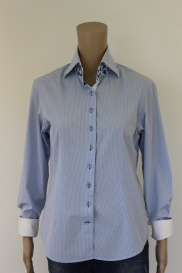 Lblauwe geruite blouse