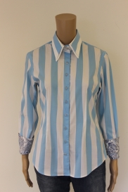 Blauw/witte blouse