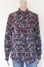 Zwart/bonte blouse
