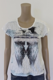 Wit/grijs/mintgroen t-shirt