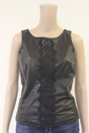 Zwarte leren top